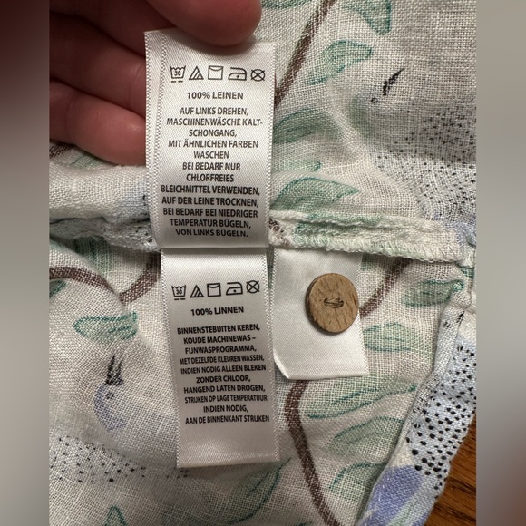 Cynthia Rowley 100% Linen Bird Print Button Front Blouse XL - Picture 6 of 7